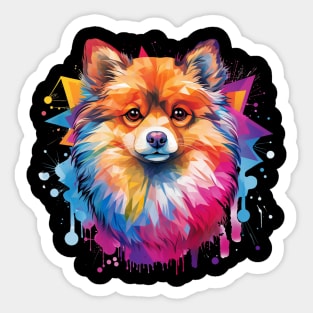 Pomeranian with a splash of color Sticker